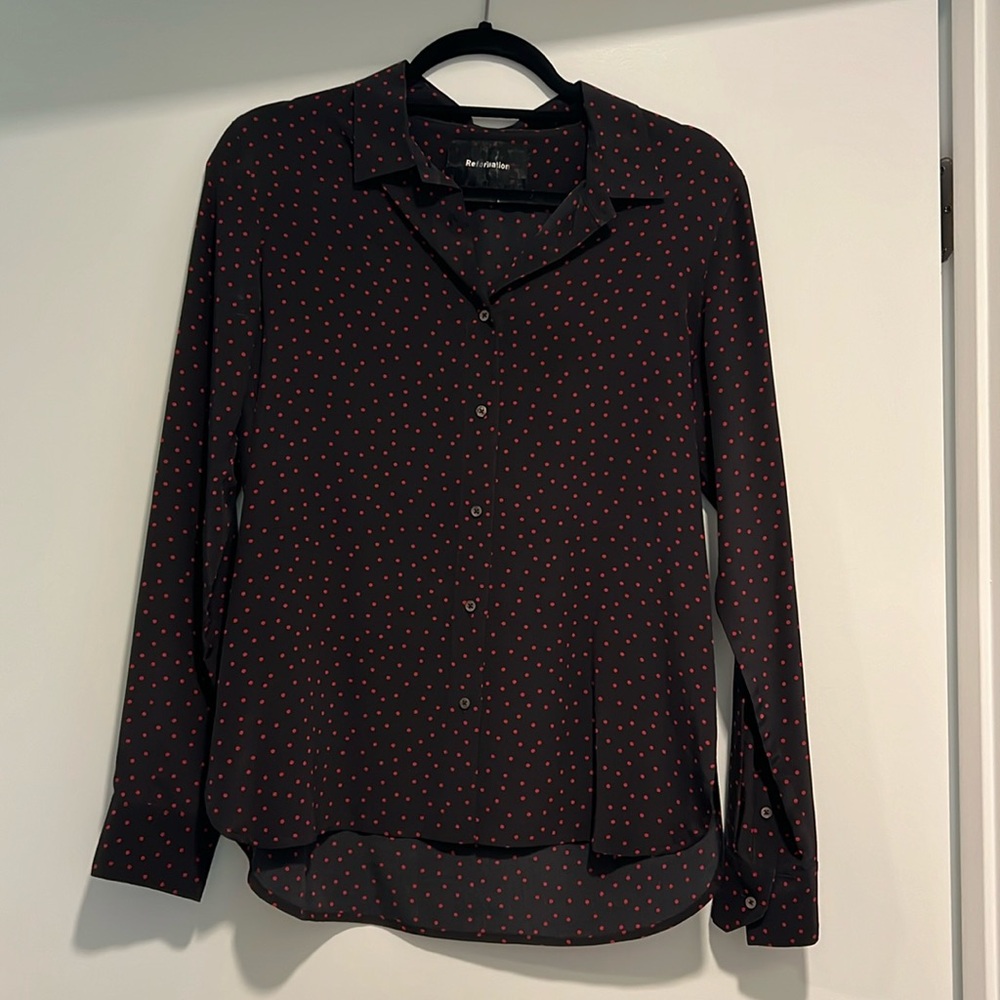 Reformation silk button down shirt